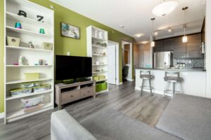 Living room with new laminate flooring at The Ion Ambleside