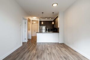 Kitchen with new stove at The Ion in Ambleside Edmonton